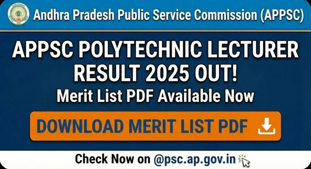 APPSC Polytechnic Lecturer Result 2025 Out Download Merit List PDF