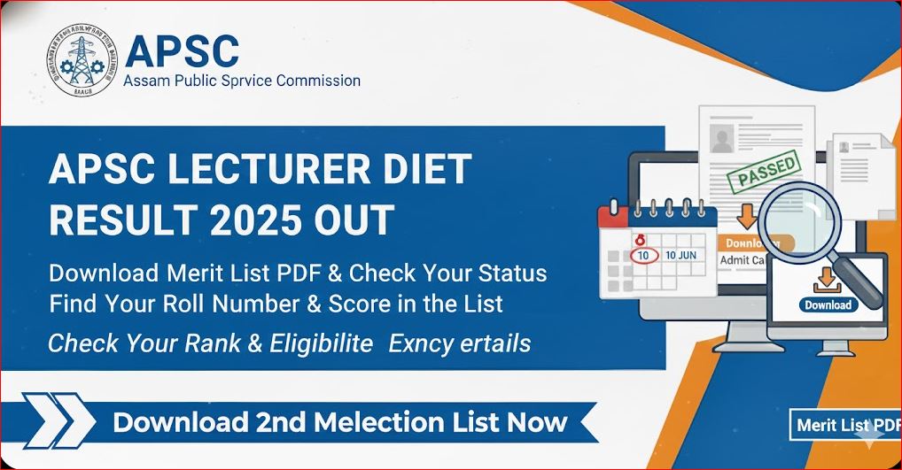 APSC Lecturer DIET Result 2025 Out - Download Merit List PDF