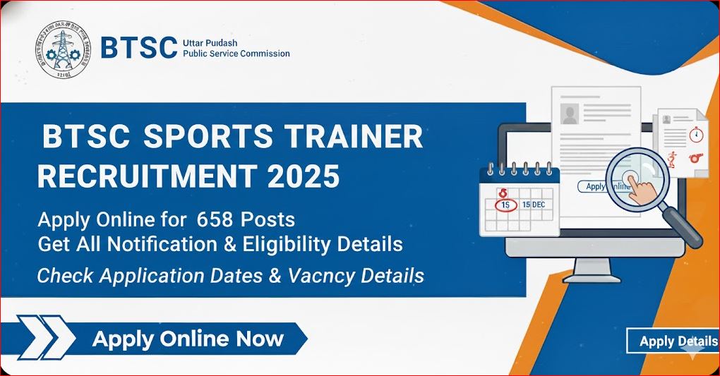 BTSC Sports Trainer Recruitment 2025 - Apply Online for 65 Posts