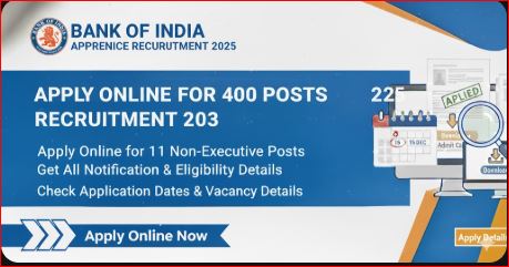 Bank of India Apprentice Recruitment 2025 - Apply Online for 400 Posts