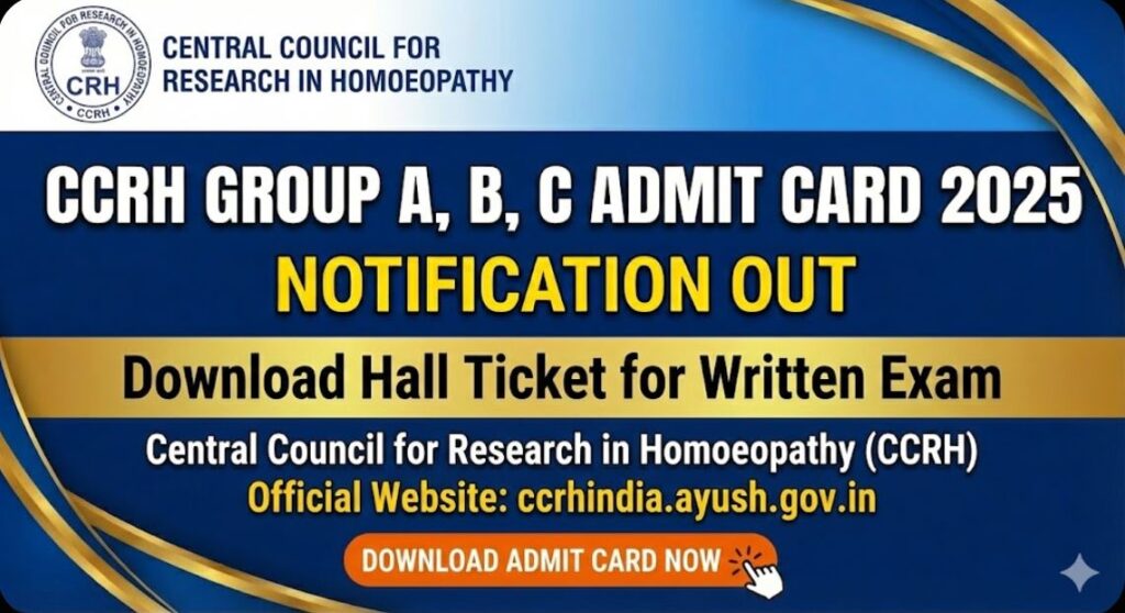 CCRH Group A B C Admit Card 2025