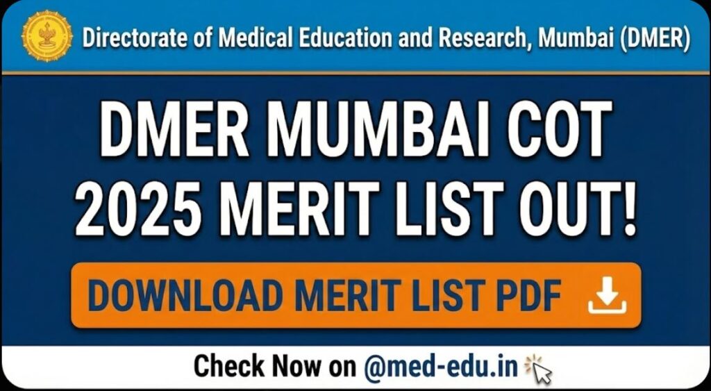 DMER Mumbai COT 2025 Merit List