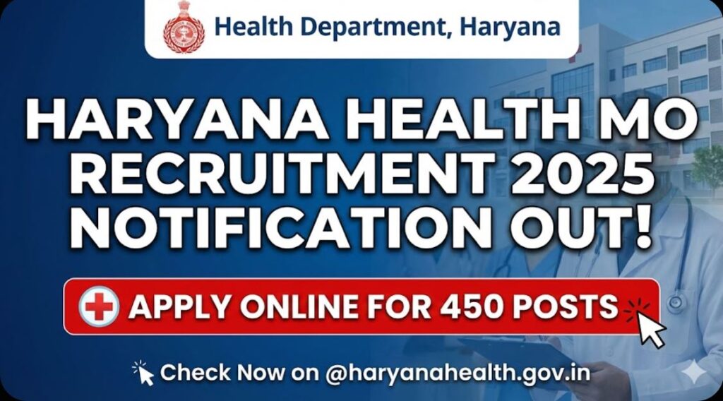 Haryana Health MO Recruitment 2025 Notification Out Apply Online