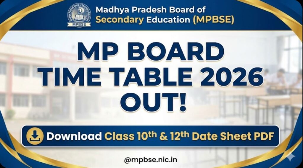 MP Board Time Table 2026 Out Download Class 10th 12th