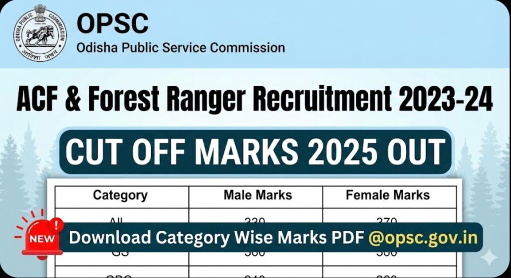 OPSC ACF Forest Ranger Cut Off 2025 Out Check Category Wise Marks @opsc.gov.in