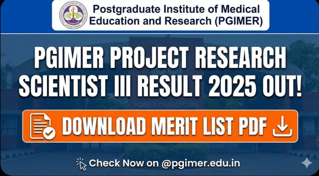 PGIMER Project Research Scientist III Result 2025