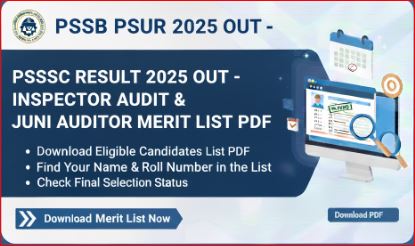 PSSSB Result 2025 Out - Inspector Audit & Junior Auditor Merit List PDF
